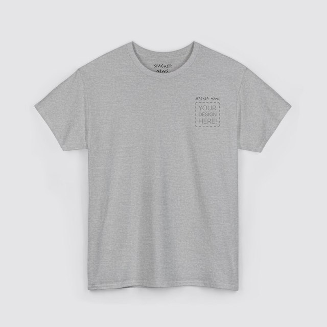 💛🤍🩶🖤 Personalized STACKER NEWS Unisex Heavy Cotton Tee — Sport Grey, XL