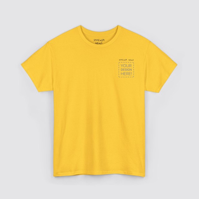 💛🤍🩶🖤 Personalized STACKER NEWS Unisex Heavy Cotton Tee — Daisy, M