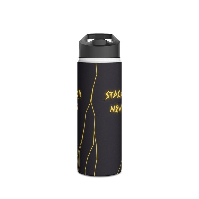 🖤 STACKER NEWS Stainless Steel Water Bottle w/ Standard Lid — 18oz, White