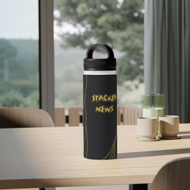 🖤 STACKER NEWS Stainless Steel Bottle w/ Hadle Lid — White, 18oz