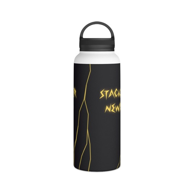 🖤 STACKER NEWS Stainless Steel Bottle w/ Hadle Lid — White, 32oz