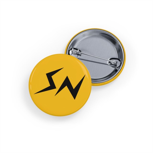 💛🖤 SN Round Gold Button Pins — 1.25", Round, 10 pcs