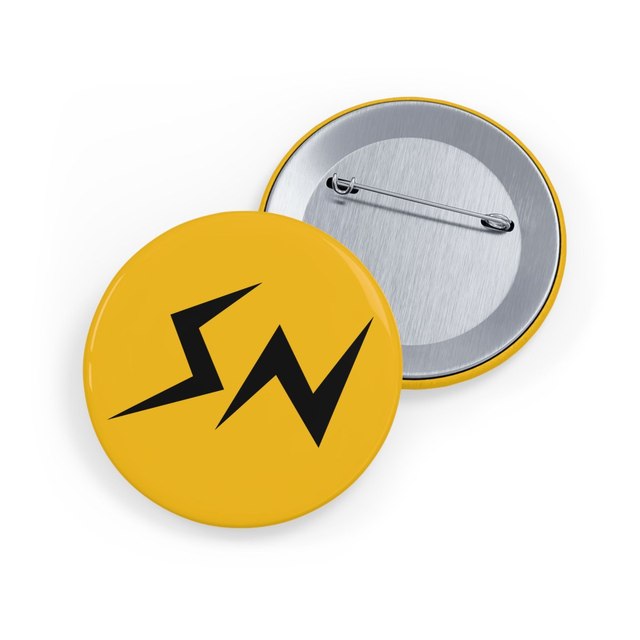 💛🖤 SN Round Gold Button Pins — 2.25", Round, 10 pcs