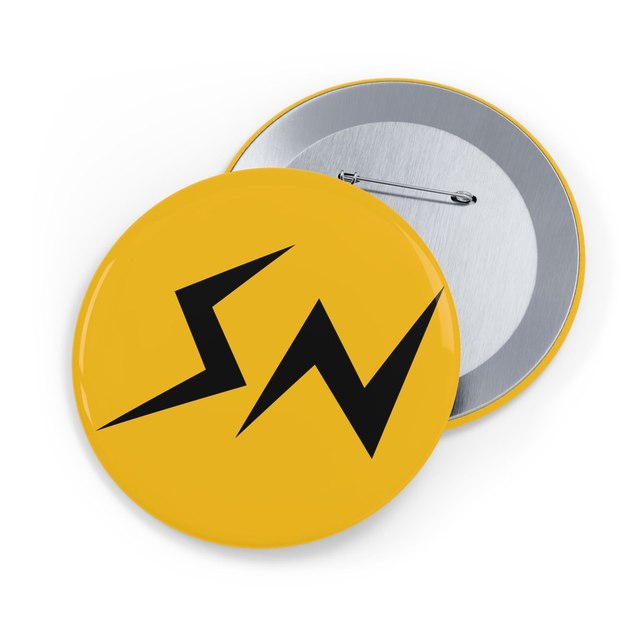 💛🖤 SN Round Gold Button Pins — 3.5", Round, 1 pc
