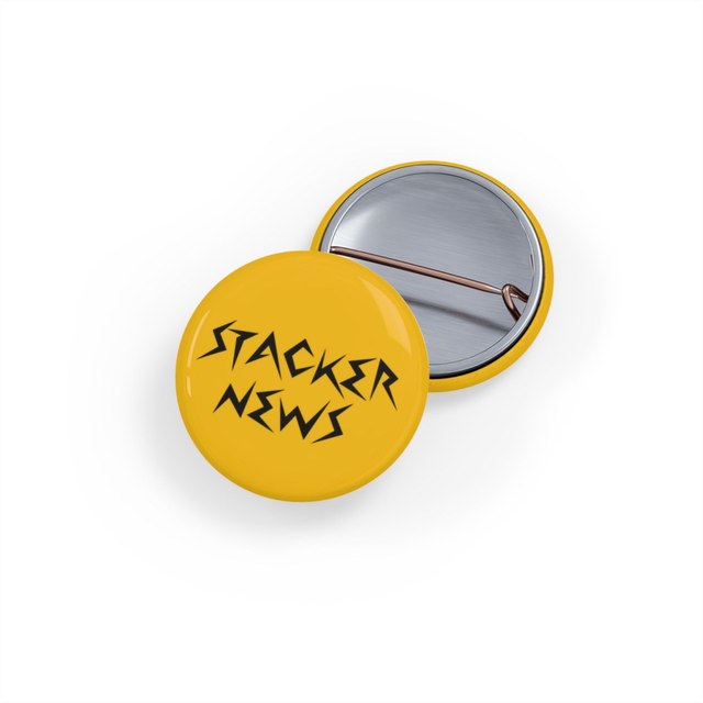 💛🖤 STACKER NEWS Round Gold Button Pins — 1", Round, 1 pc