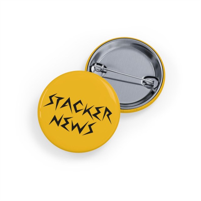 💛🖤 STACKER NEWS Round Gold Button Pins — 1.25", Round, 10 pcs