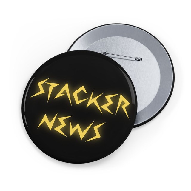 💛🖤 STACKER NEWS Round Dark Button Pins — 3.5", Round, 1 pc