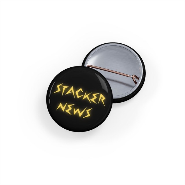 💛🖤 STACKER NEWS Round Dark Button Pins — 1", Round, 10 pcs