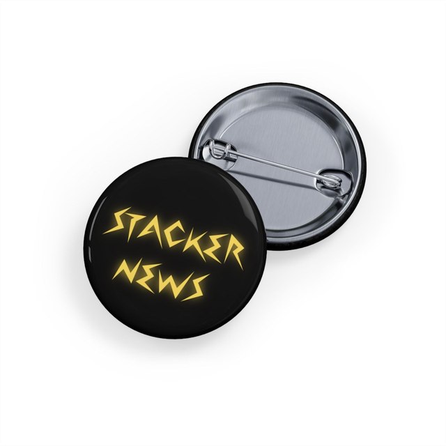 💛🖤 STACKER NEWS Round Dark Button Pins — 1.25", Round, 10 pcs