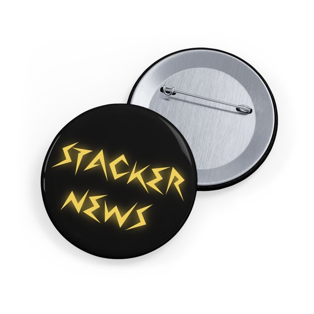 💛🖤 STACKER NEWS Round Dark Button Pins — 2.25", Round, 1 pc