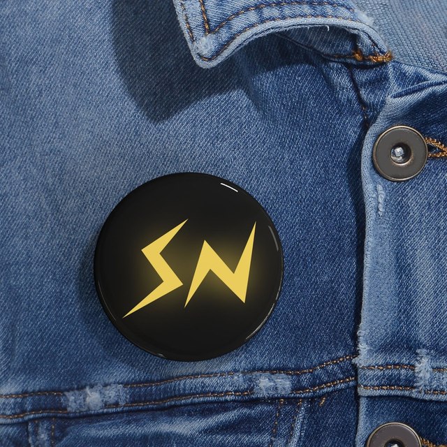 💛🖤 SN Round Dark Button Pins — 2.25", Round, 1 pc