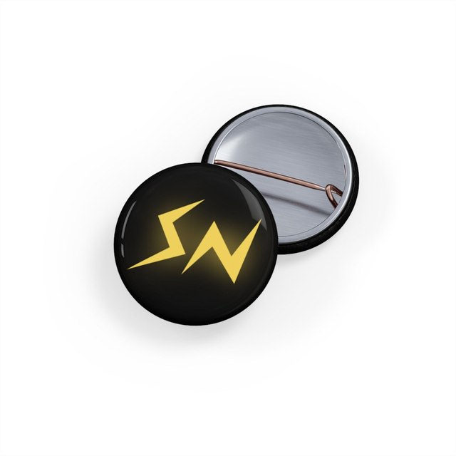💛🖤 SN Round Dark Button Pins — 1", Round, 1 pc