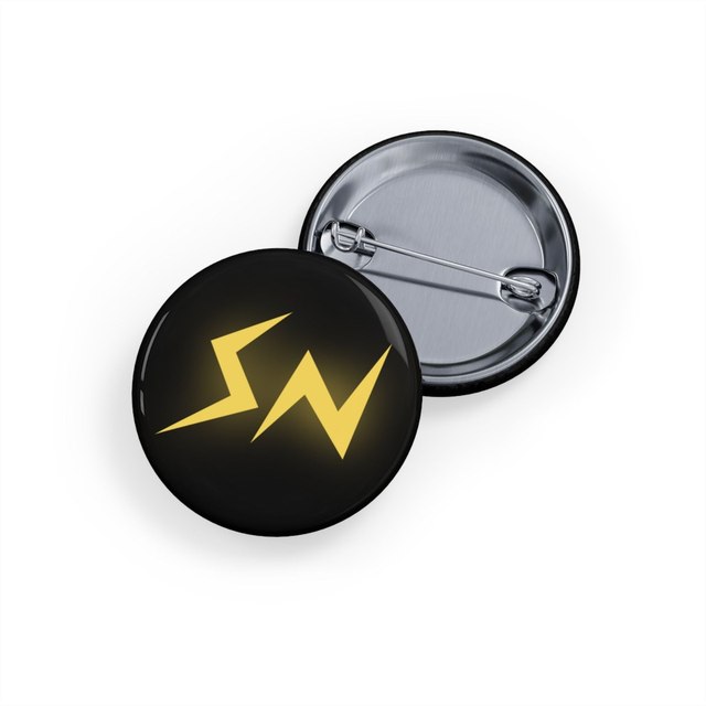 💛🖤 SN Round Dark Button Pins — 1.25", Round, 1 pc