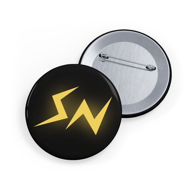 💛🖤 SN Round Dark Button Pins — 2.25", Round, 10 pcs
