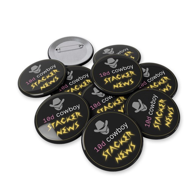 10 Days Cowboy Hat Stacker Button Pins — 2.25", Round, 10 pcs