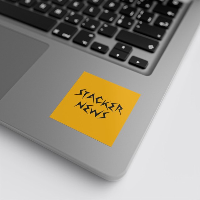 💛🖤 STACKER NEWS Square Gold Sticker Rolls (□1" or ▢2") — 2" × 2", 50 pcs, Glossy
