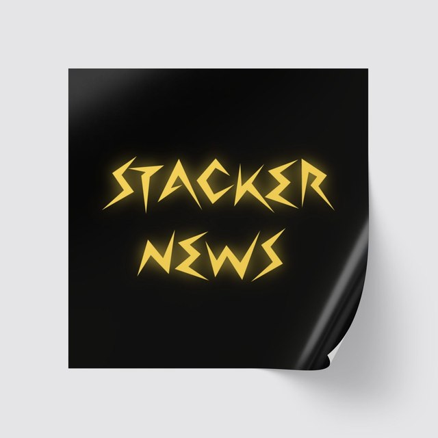 💛🖤 STACKER NEWS Square Night Sticker Rolls (□1" or ▢2") — 2" × 2", 50 pcs, Glossy