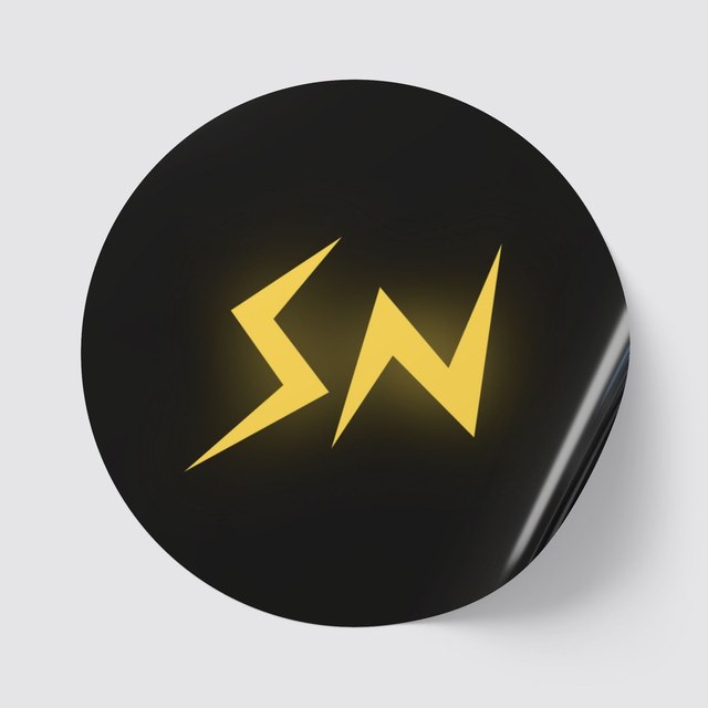 💛🖤 SN Round Dark Sticker Rolls (ø1" or Ø2") — 2" × 2", 100 pcs, Glossy