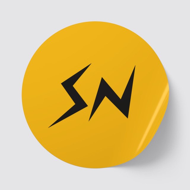 💛🖤 SN Round Gold Sticker Rolls (ø1" or Ø2") — 2" × 2", 100 pcs, Glossy
