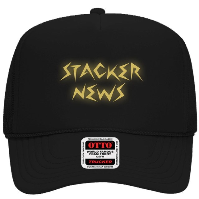 🖤💛 STACKER NEWS Dark Stacker Hat (OTTO) — black, One Size