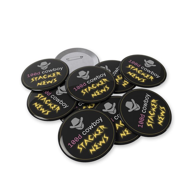 100 Days Cowboy Hat Stacker Button Pins — 3.5", Round, 10 pcs