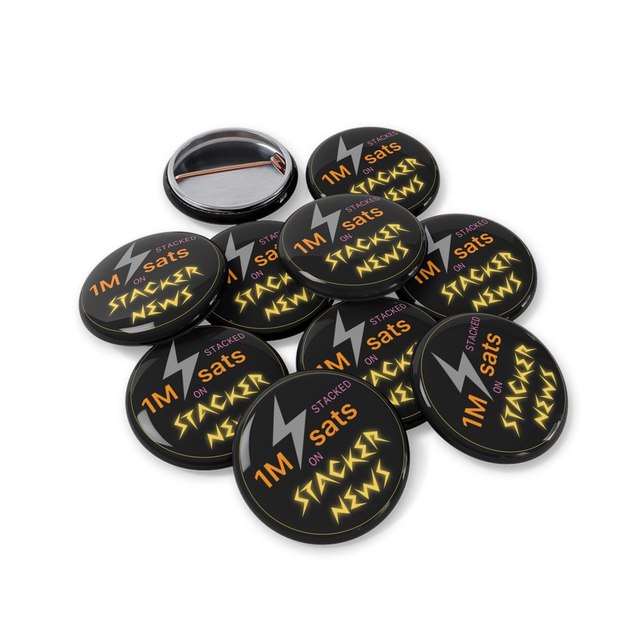 1M Sats Stacker Button Pins — 1", Round, 10 pcs
