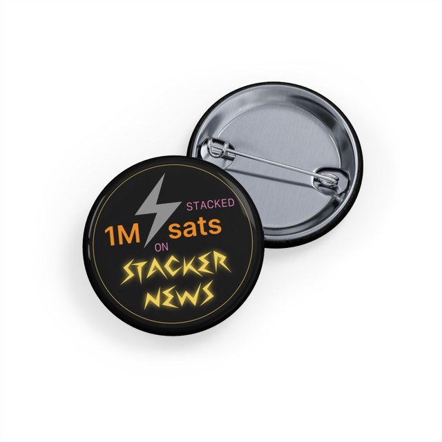 1M Sats Stacker Button Pins — 1.25", Round, 1 pc