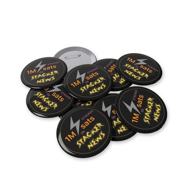 1M Sats Stacker Button Pins — 3.5", Round, 10 pcs