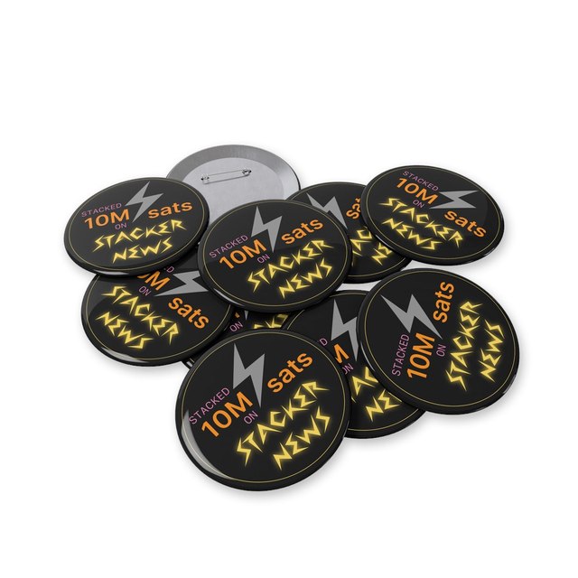 10M Sats Stacker Button Pins — 3.5", Round, 10 pcs