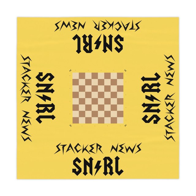 💛🖤 SNIRL Chess Board on Polyester Tablecloth — 55.1" × 55.1", Yellow