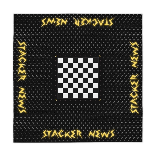 🖤💛 STACKER NEWS Chess Board on Polyester Tablecloth — 55.1" × 55.1", Black