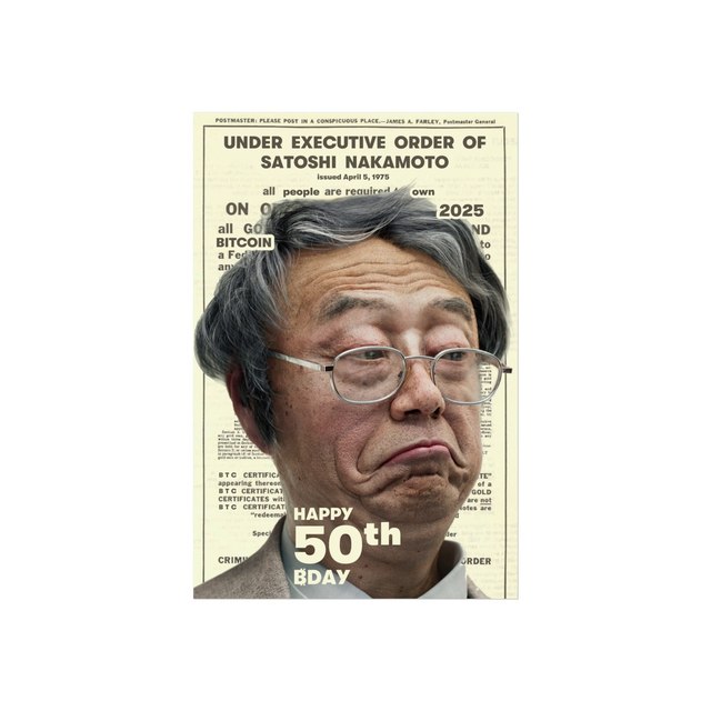 Satoshi Nakamoto 50th ₿DAY Commemorative Poster — 20″ x 30″ (Vertical), Matte