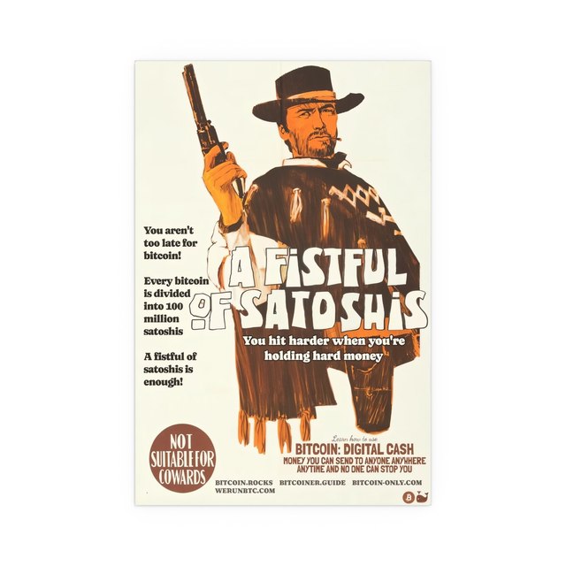 A FISTFUL OF SATOSHIS — 16″ x 24″ (Vertical), Semi Glossy