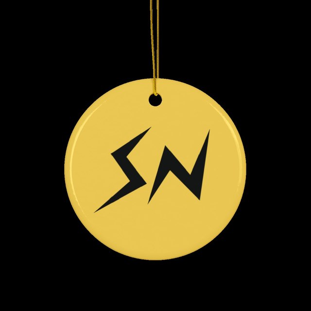 🖤💛 SN Yellow Ceramic Ornament — Circle, One Size
