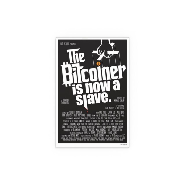 The Bitcoiner: is now a slave. — 8" x 12" (Vertical), Semi Glossy