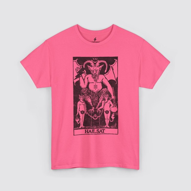💚 🖤 🤍 🩶 🧡 🩷 Occult "Hail Sat" Tarot Card — Cypher Pink, XL