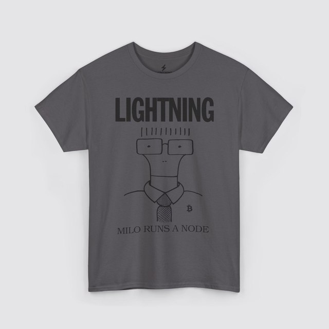 💚 🖤 🤍 🩶 🧡 🩷 Milo Runs a Lightning Node — Charcoal, M