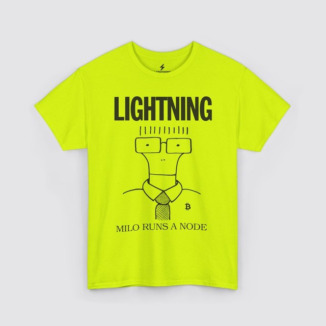 💚 🖤 🤍 🩶 🧡 🩷 Milo Runs a Lightning Node — Neon Green, XL