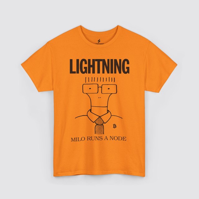 💚 🖤 🤍 🩶 🧡 🩷 Milo Runs a Lightning Node — Orange Pilled, 3XL