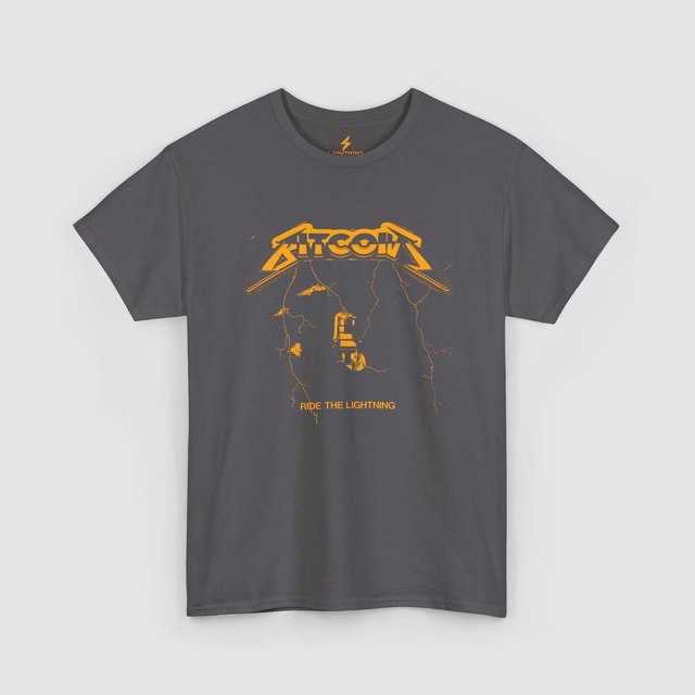 🖤 🤍 🧡 🩶 Bitcoin Ride the Lightning — Charcoal, L
