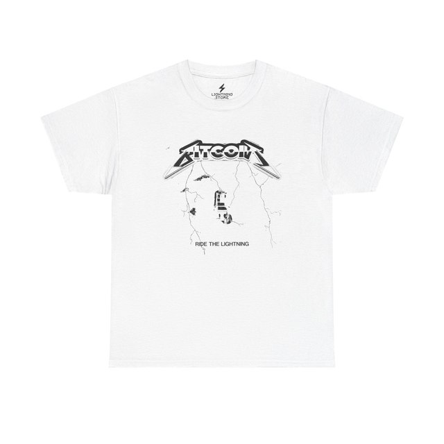 🖤 🤍 🧡 🩶 Bitcoin Ride the Lightning — White, S