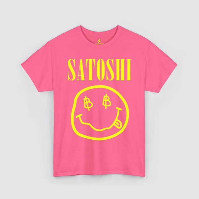 💚 🖤 🤍 🧡 🩶 🩷 Satoshi Bitcoin Smiley — Cypher Pink, 3XL