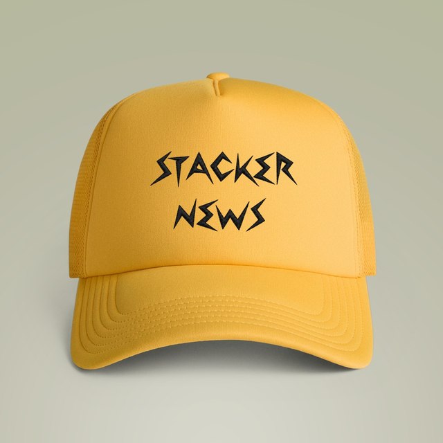 💛 🖤 STACKER NEWS Gold Trucker Cap (Embroidery) — One size, Sunset