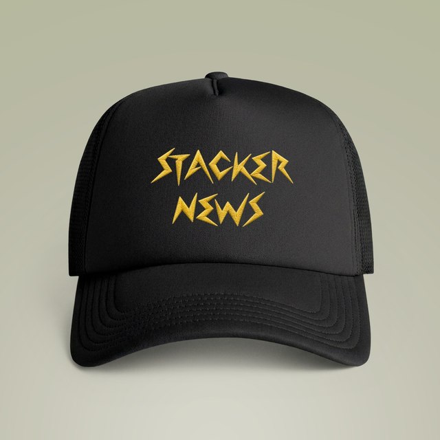 💛 🖤 STACKER NEWS Night Trucker Cap (Embroidery) — One size, Navy