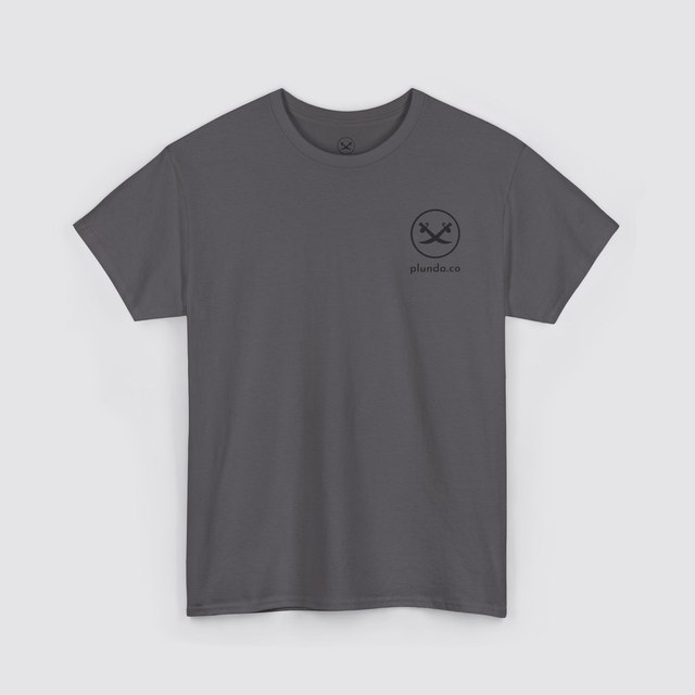 🤍 🩶 🖤 💚 💛 Plunda.co Logo Tee — Charcoal, M