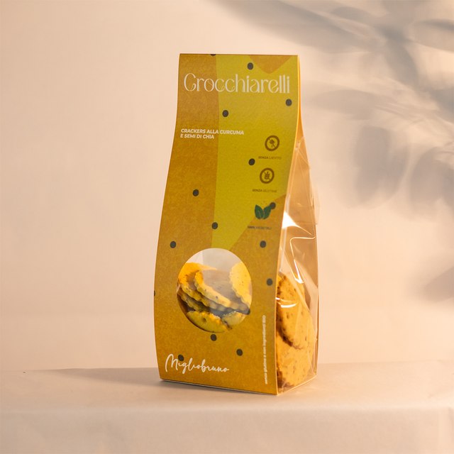 Crocchiarelli <h6>Crackers alla curcuma e semi di chia</h6>