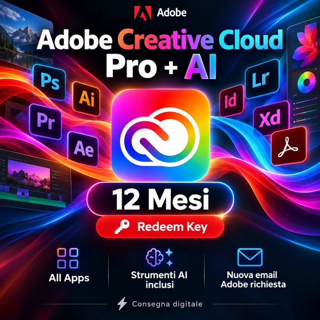 Adobe Creative Cloud Pro + AI – 12 Mesi / Redeem Key