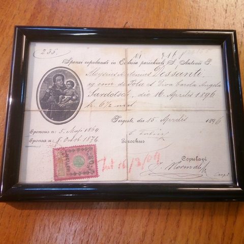 Antique Marriage Certificate in Latin language 1896