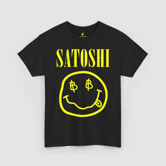 💚 🖤 🤍 🧡 🩶 🩷 T-shirt Satoshi Bitcoin Smiley