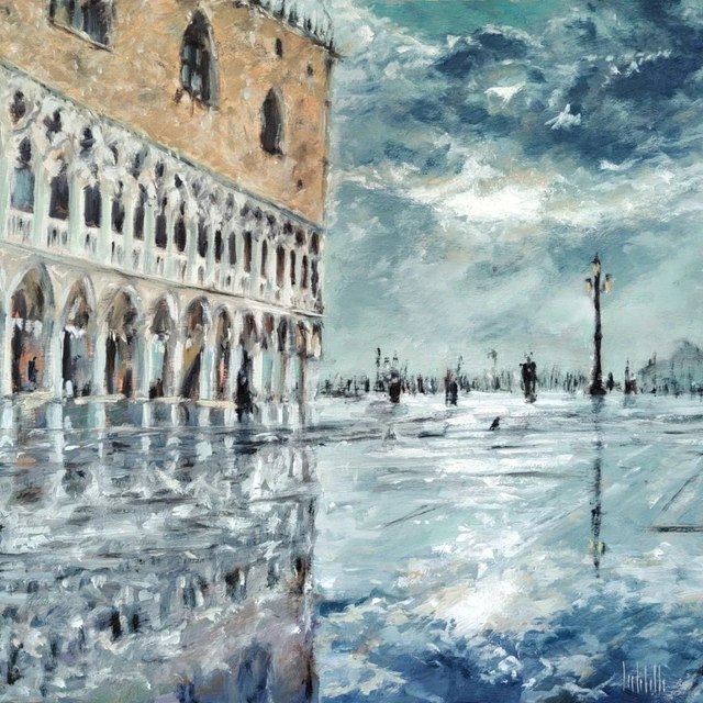 VENICE - Dipinto originale ad olio su tavola, 50×40×0.3 cm